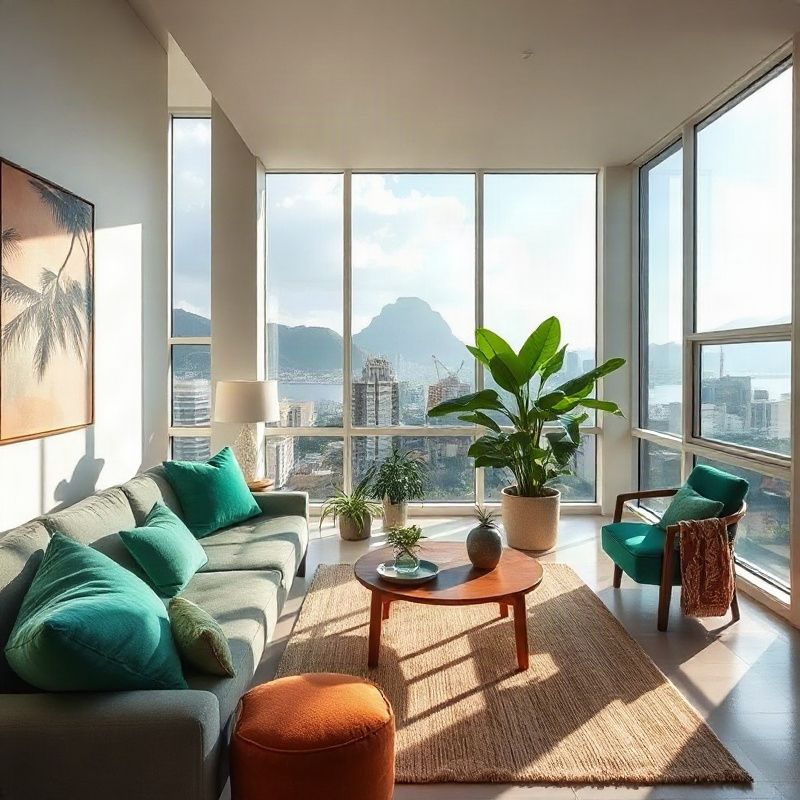 Sala de estar mobiliada de apartamento em Botafogo